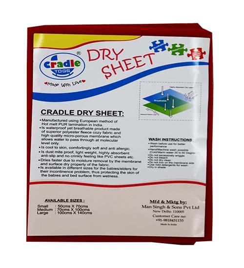 Cradle Dry Bed Protector Sheet Red Colour