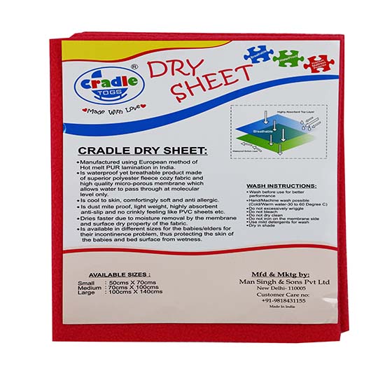 Cradle Dry Bed Protector Sheet Pink Colour