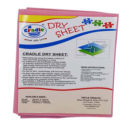 Cradle Dry Bed Protector Sheet Light Pink Colour