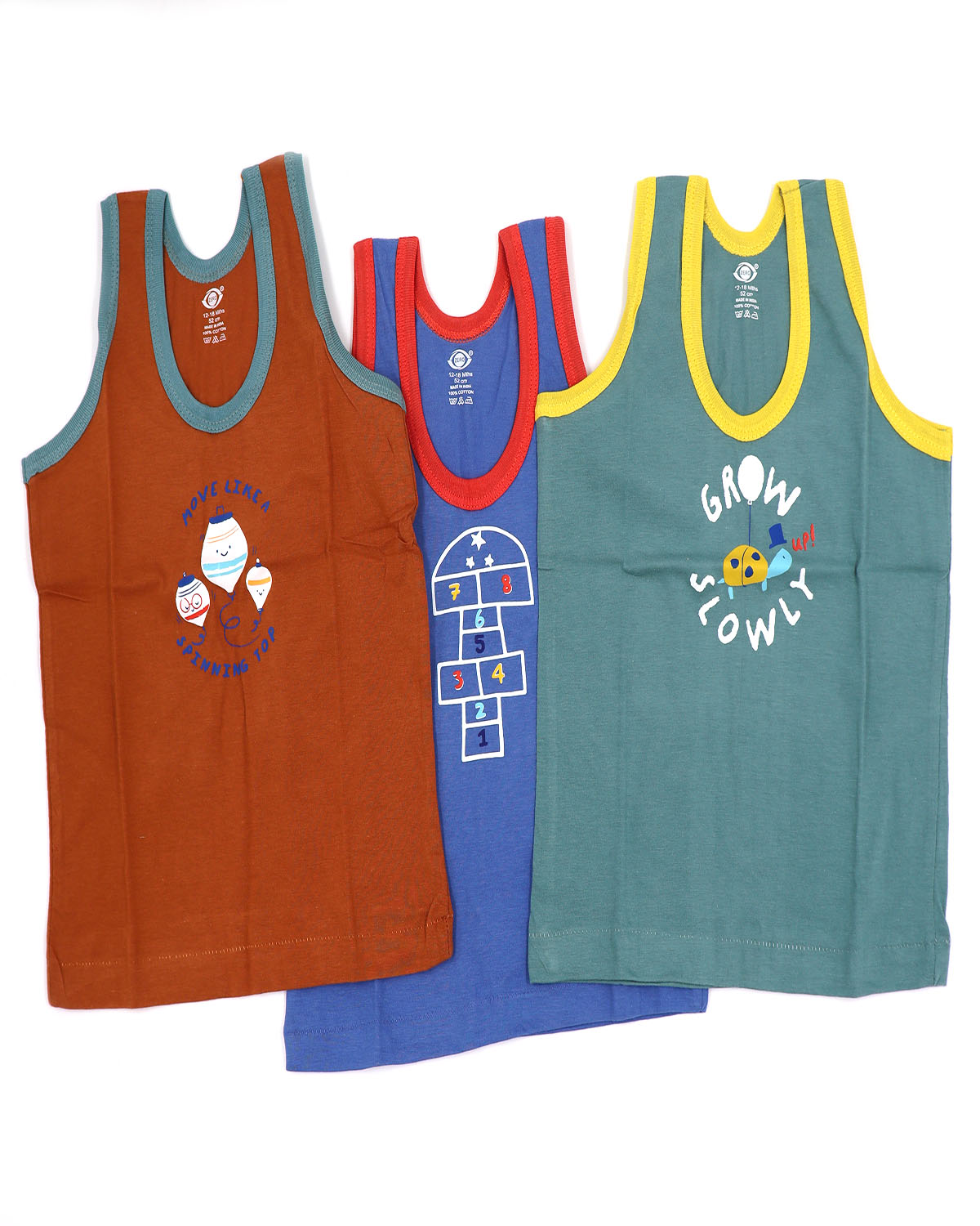 Zero vest Pack Of 3 Multi Colours